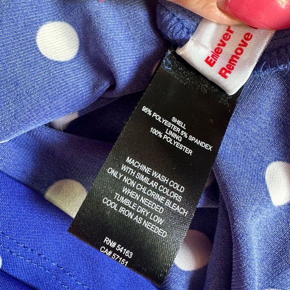 Laura Petite’s Blue Polka Dot Belted Dress - Picture 5 of 6